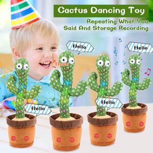 Dancing Cactus Mimicking Toy,Talking Repeat Singing Sunny Cactus Toy 120 Pcs Songs for Baby 15S Record Your Sound Sing+Dancing+Recording+LED